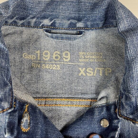 GAP 1969 Denim Jacket Icon Flap Pocket Country Blue Women's Size XSmall - Picture 3 of 6